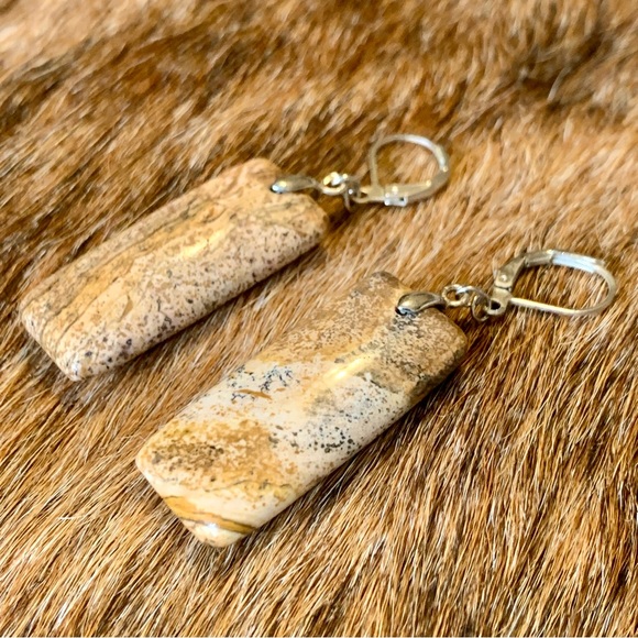 Genuine Picture Jasper Dangle Earrings - Picture 4 of 4